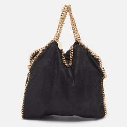 Pre Owned Stella McCartney Black Faux Suede Small Falabella Tote