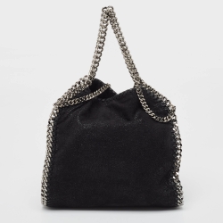 Pre Owned Stella McCartney Black Faux Suede Mini Falabella Tote