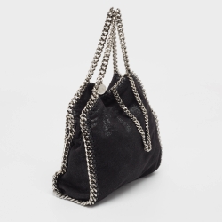 Pre Owned Stella McCartney Black Faux Suede Mini Falabella Tote