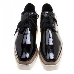 Pre Owned Stella McCartney Black Faux Leather Elyse Platform Derby Size 37.5