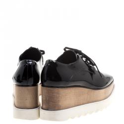 Pre Owned Stella McCartney Black Faux Leather Elyse Platform Derby Size 37.5