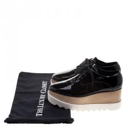 Pre Owned Stella McCartney Black Faux Leather Elyse Platform Derby Size 37.5