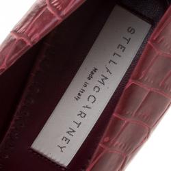 مملوكة مسبقًا حذاء كعب عالي ستيلا مكارتني جلد صناعي نقشة جلد التمساح أحمر نعل سميك مقاس 39