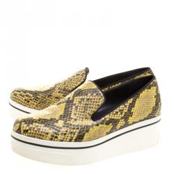 Stella McCartney Two Tone Faux Python Creeper Platform Loafers Size 39