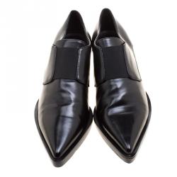 Stella McCartney Black Faux Leather Frankie Pointed Toe Elastic Detail Loafers Size 38