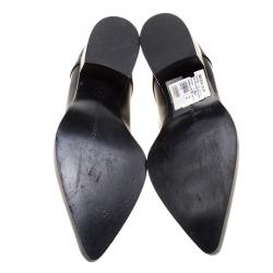 Stella McCartney Black Faux Leather Frankie Pointed Toe Elastic Detail Loafers Size 38