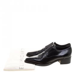 Stella McCartney Black Faux Leather Frankie Pointed Toe Elastic Detail Loafers Size 38