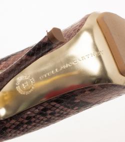 Pre Owned حذاء ستيلا ماكارتني لوفر ذو كعب عالي بنقوش جلد الثعبان ومقدمة مدببة مقاس 38