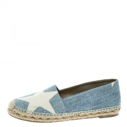 Stella McCartney Blue Denim Rocio Star Print Flat Espadrilles Size 37