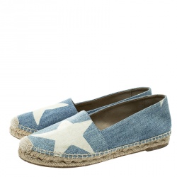 Stella McCartney Blue Denim Rocio Star Print Flat Espadrilles Size 37