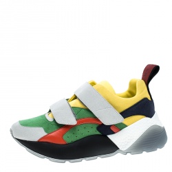 Stella McCartney Multicolor Color Block Faux Suede Eclypse Platform Sneakers Size 38