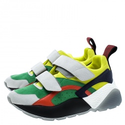Stella McCartney Multicolor Color Block Faux Suede Eclypse Platform Sneakers Size 38