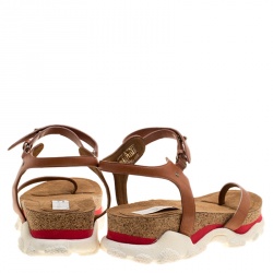 Pre Owned Stella McCartney Brown Faux Leather Altea Platform Slides Size 39