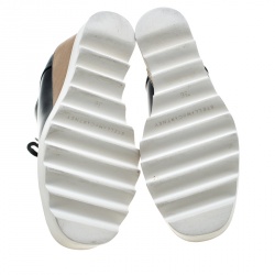 مملوكة مسبقًا Stella McCartney Black Faux Leather Leana Wooden Wedge Lace Up Derby Size 36