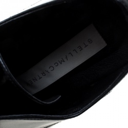 مملوكة مسبقًا Stella McCartney Black Faux Leather Leana Wooden Wedge Lace Up Derby Size 36