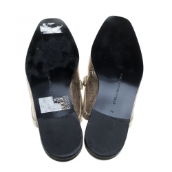 Stella McCartney Metallic Faux Croc Effect Leather Slip On Loafers Size 38
