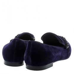 Pre Owned Stella McCartney Purple Velvet Crystal Embellished Smoking Slippers Size 38.5