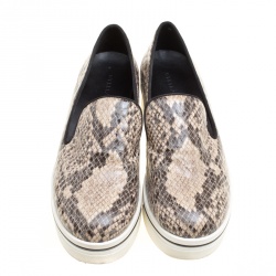 Stella McCartney Beige Faux Python Platform Slip On Sneakers Size 38