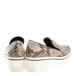 Stella McCartney Beige Faux Python Platform Slip On Sneakers Size 38