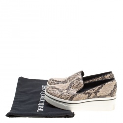 Stella McCartney Beige Faux Python Platform Slip On Sneakers Size 38