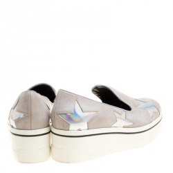 Pre Owned حذاء رياضي سليب أون ستيلا مكارتني بنكس ستار جلد رصاصي ميتاليك صناعي نعل سميك مقاس 38