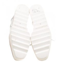 Pre Owned Stella McCartney Metallic Silver Faux Leather Indium Elyse Star Platform Derby Size 38