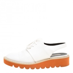 Stella McCartney White Faux Leather Slingback Oxfords Size 39