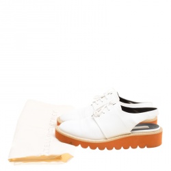 Stella McCartney White Faux Leather Slingback Oxfords Size 39
