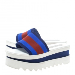 Pre Owned حذاء سلايدز ستيلا ماكرتني نعل سميك كانفاس أزرق مقاس 38