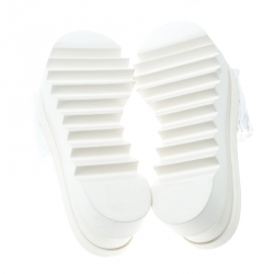 Stella McCartney White Ruched Faux Leather Platform Slides Size 38