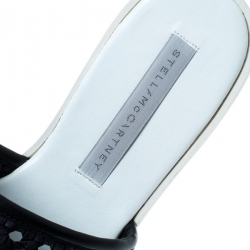 Pre Owned حذاء سلايدز ستيلا ماكرتني نعل سميك ويكر جلد مغزول صناعي أسود مقاس 37