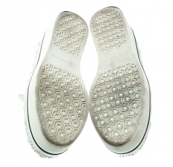 Pre Owned Stella McCartney White Lace/Canvas Slip On Sneakers Size 38