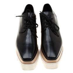 مملوكة مسبقًا Stella McCartney Black Faux Leather Elyse Platform Derby Size 40