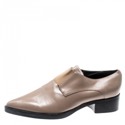 Stella McCartney Beige Faux Leather Frankie Pointed Toe Elastic Detail Loafers Size 39