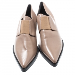 Stella McCartney Beige Faux Leather Frankie Pointed Toe Elastic Detail Loafers Size 39