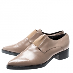 Stella McCartney Beige Faux Leather Frankie Pointed Toe Elastic Detail Loafers Size 39