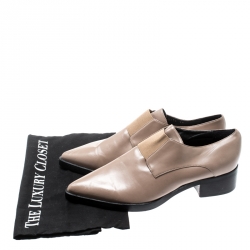 Stella McCartney Beige Faux Leather Frankie Pointed Toe Elastic Detail Loafers Size 39