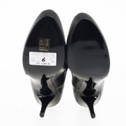 Pre Owned Stella McCartney Black Leather Sock Platform Ankle Boots Size 38