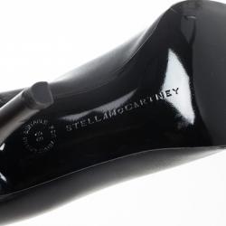 Pre Owned Stella McCartney Black Leather Sock Platform Ankle Boots Size 38