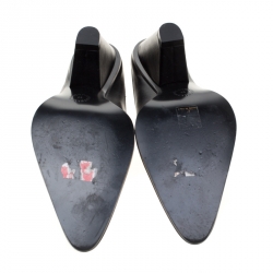 Pre Owned Stella McCartney Black Faux Leather Sabot Pointed Mules Size 39