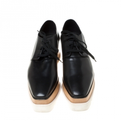 Pre Owned Stella McCartney Black Faux Leather Elyse Platform Derby Size 41