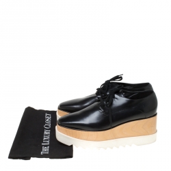 Pre Owned Stella McCartney Black Faux Leather Elyse Platform Derby Size 41