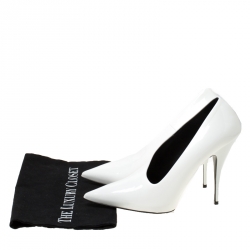 مملوكة مسبقًا Stella McCartney White Faux Leather Russet Pointed Toe Pumps Size 40 