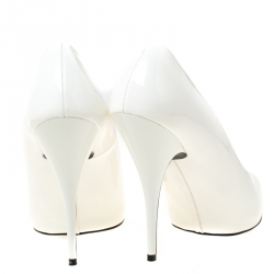 مملوكة مسبقًا Stella McCartney White Faux Leather Russet Pointed Toe Pumps Size 40 