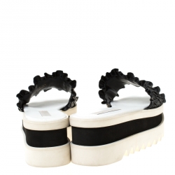 Stella McCartney Black Ruffle Faux Leather Platform Slide Size 41