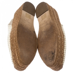 Pre Owned صندل ستيلا ماكرتني نعل سميك إسبادريلز فتحة كعب جلد صناعي مخرم أبيض مقاس 38