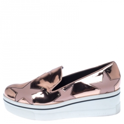 Pre Owned حذاء رياضي ستيلا مكارتني بينكس جلد وردي ميتاليك نعل سميك مقاس 40