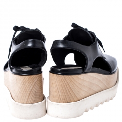 Pre Owned Stella McCartney Black Faux Leather Elyse Cutout Platform Derby Size 36.5