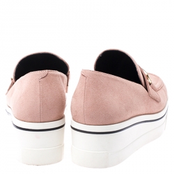 Stella McCartney Blush Pink Faux Suede Platform Loafers Size 38