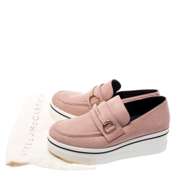 Stella McCartney Blush Pink Faux Suede Platform Loafers Size 38